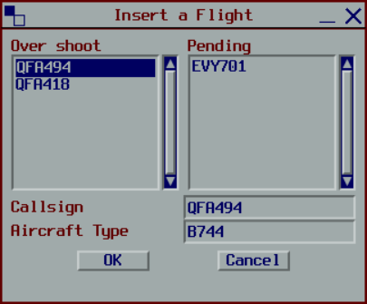 Insert a Flight window with an overshoot